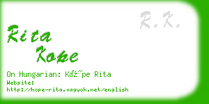 rita kope business card